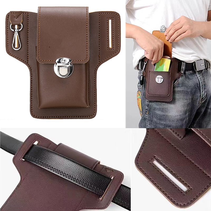 Leatherwork Wallet - Fashion Men Multi-function PU Leather Waist