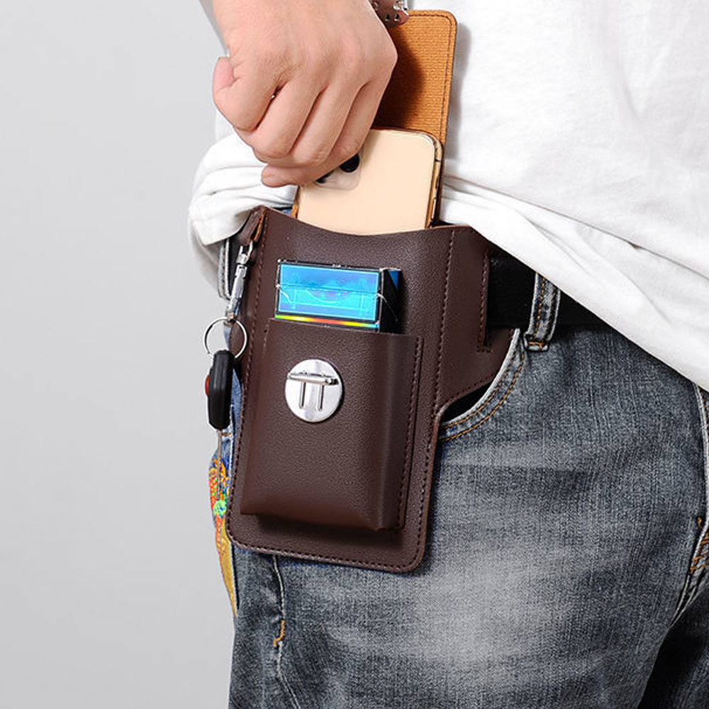 New Men Waist Bag Mobile Phone - Leatherwork Belt ulasan dan harga