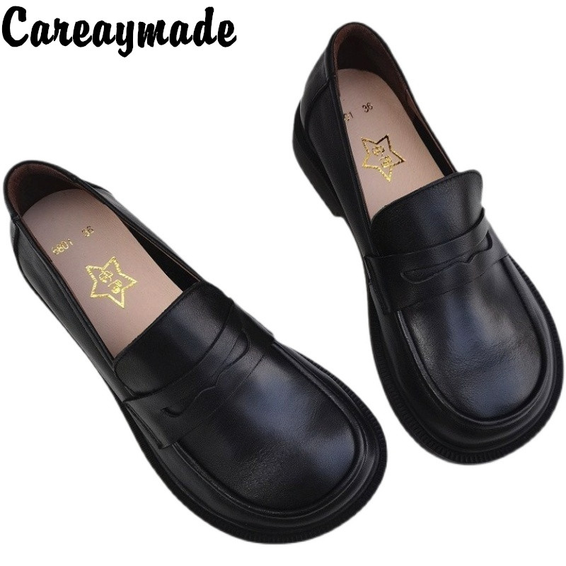 Careaymade-Women's Casual Shoe - Leather Work Heels ulasan dan harga