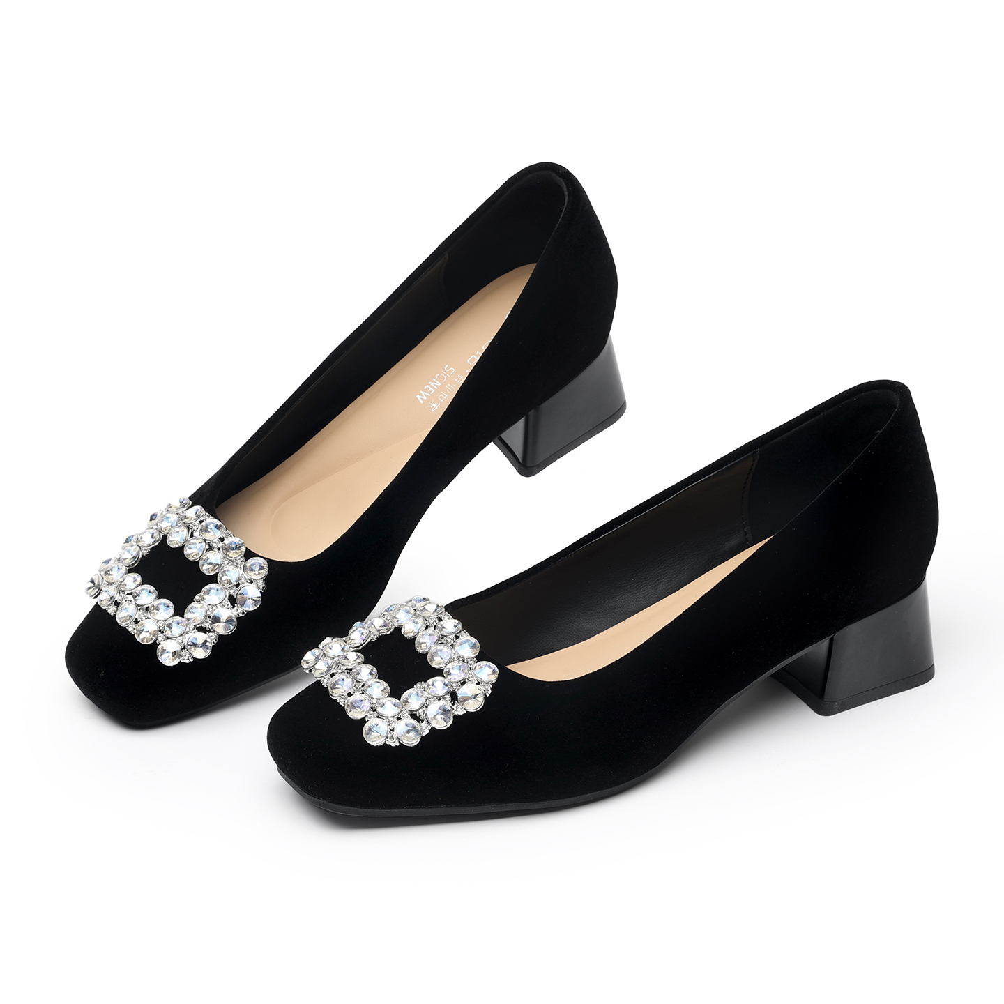 Rhinestone Square Buckle Chunk - Leather Work Women Shoes ulasan dan harga