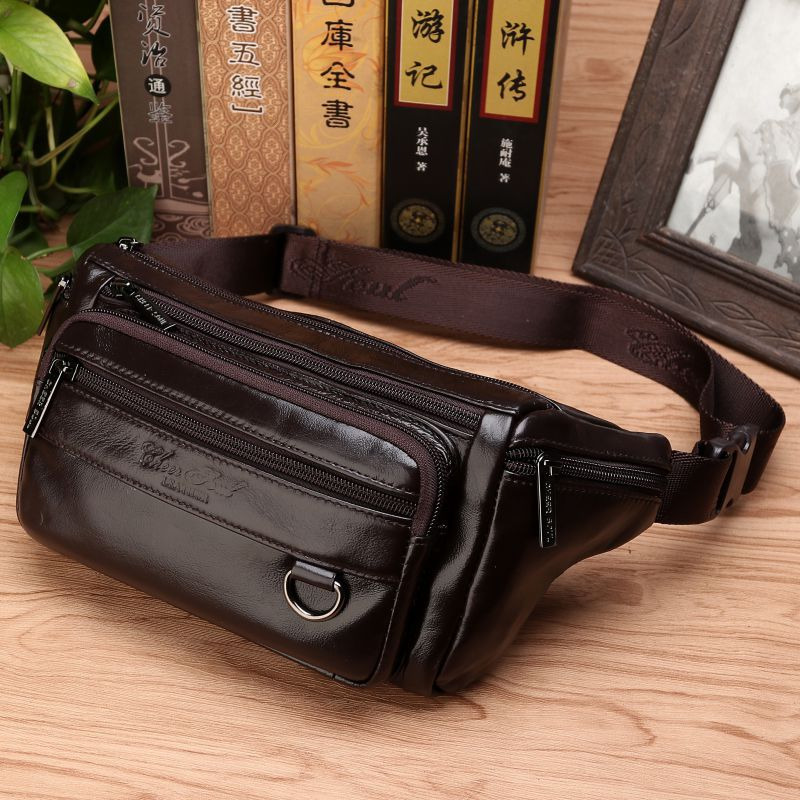 Men Waist Fanny Bags Sling Che - Leatherwork Belt ulasan dan harga