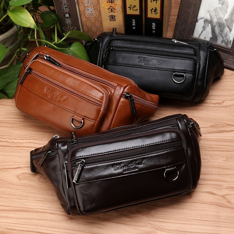 Men Waist Fanny Bags Sling Che - Leatherwork Belt ulasan dan harga