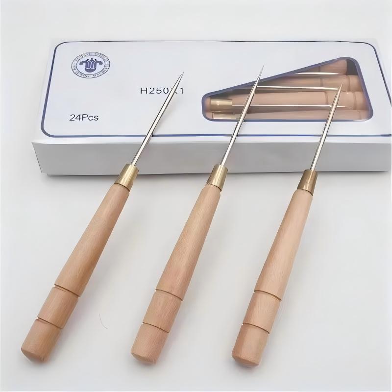 3 PCS Wooden Handle Awl Tool L - Leatherwork Awl ulasan dan harga