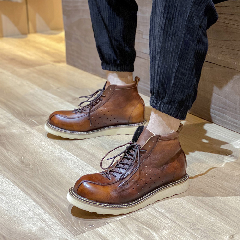 Men's Genuine Leather Hollow O - Leather Work Outfit ulasan dan harga