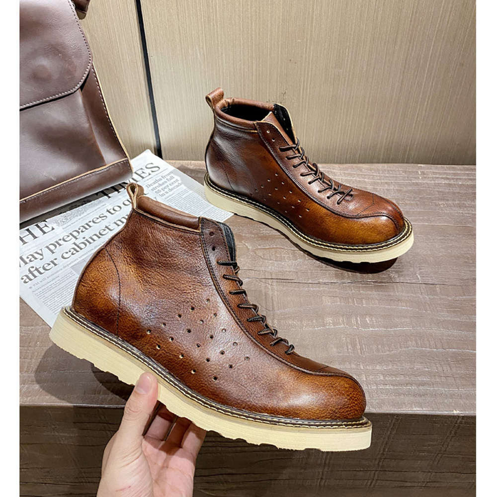 Men's Genuine Leather Hollow O - Leather Work Outfit ulasan dan harga