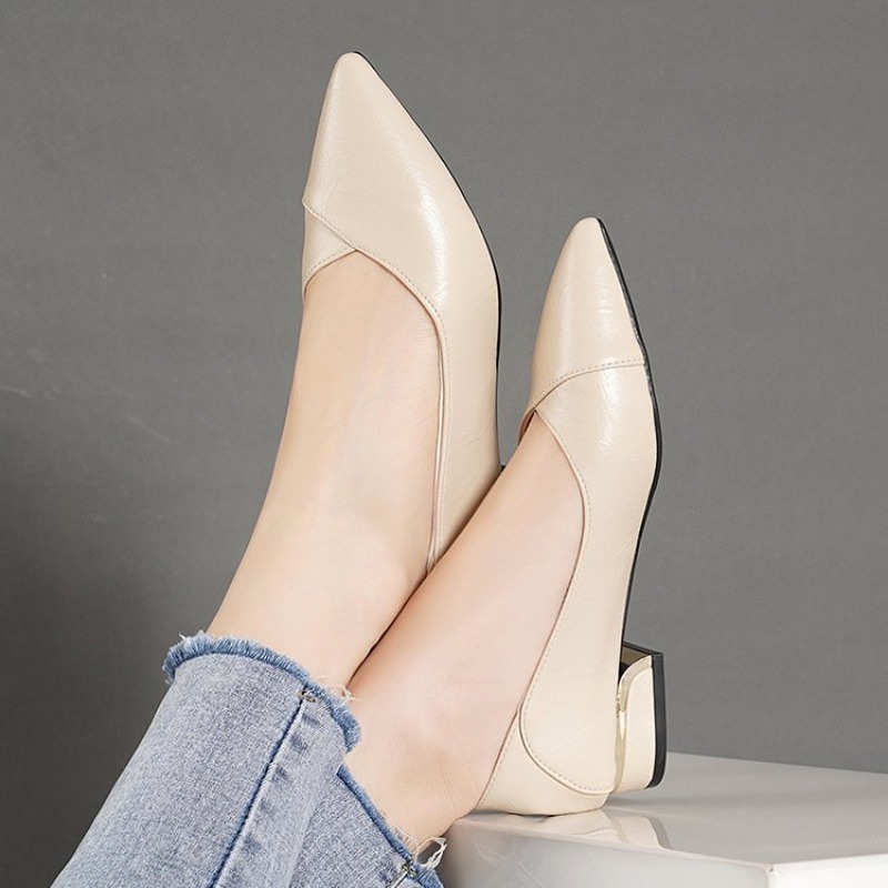 2026 Spring and Autumn New Poi - Leather Work Heels ulasan dan harga