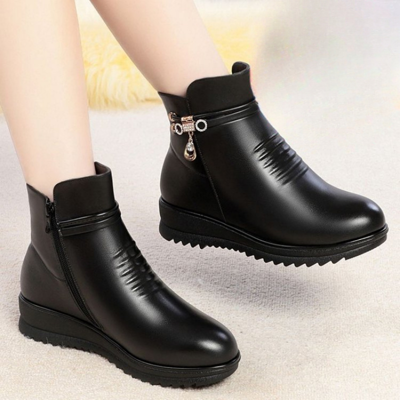 2025 Winter Chunky Heel Women' - Leather Work Women Shoes ulasan dan harga