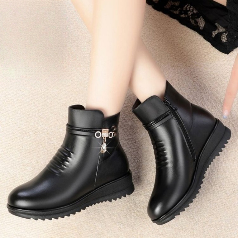 2025 Winter Chunky Heel Women' - Leather Work Women Shoes ulasan dan harga