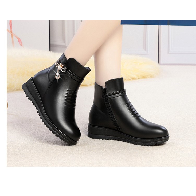 2025 Winter Chunky Heel Women' - Leather Work Women Shoes ulasan dan harga