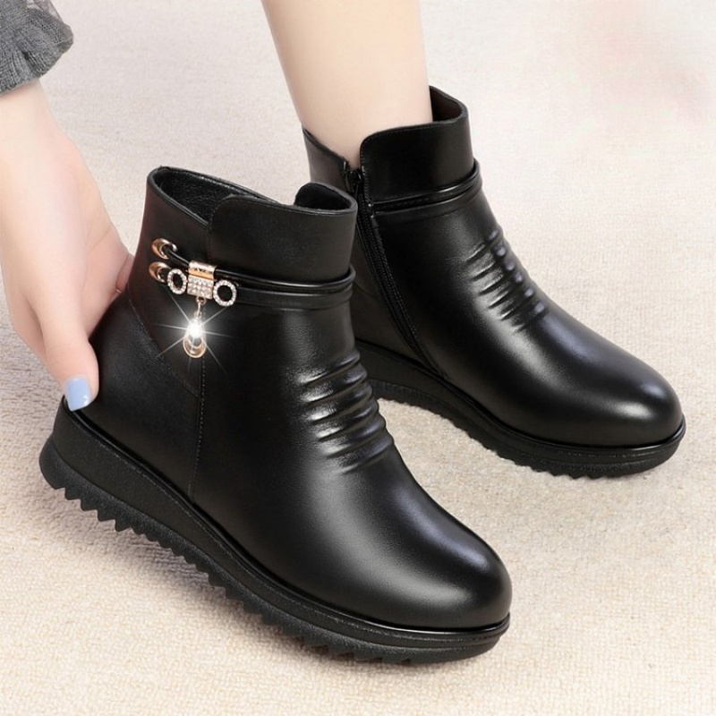 2025 Winter Chunky Heel Women' - Leather Work Women Shoes ulasan dan harga