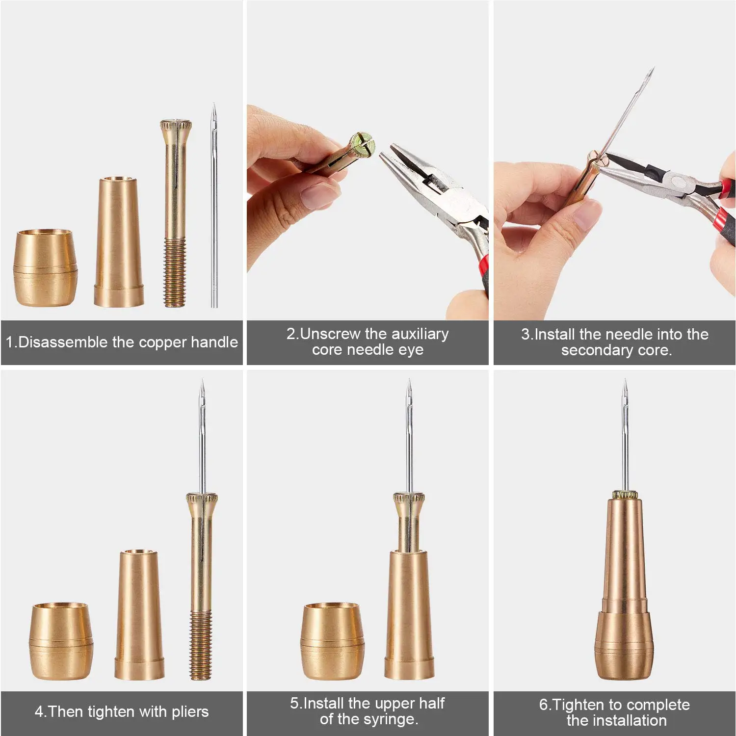 Leather Stitching Kit w/Copper - Leatherwork Awl ulasan dan harga