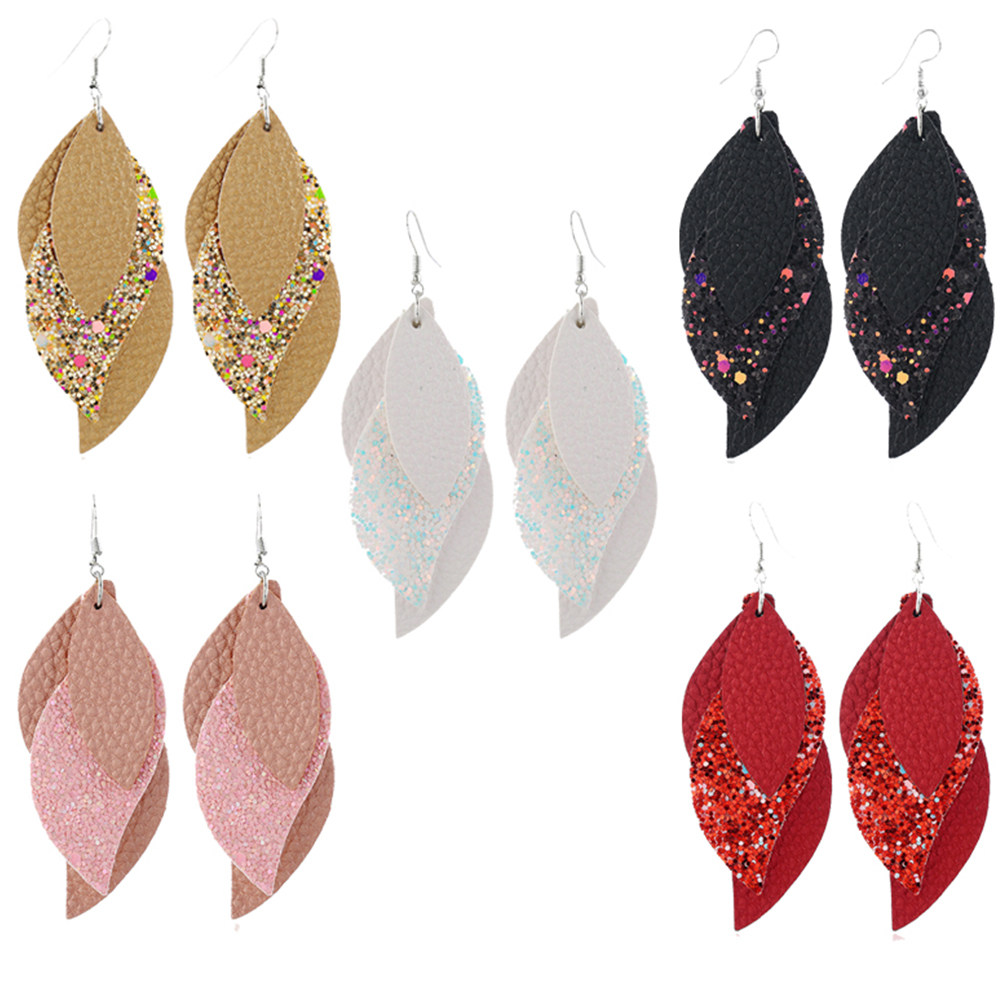 1Pair Bright Sequin Ear Drops  - Leather Work Outfit ulasan dan harga