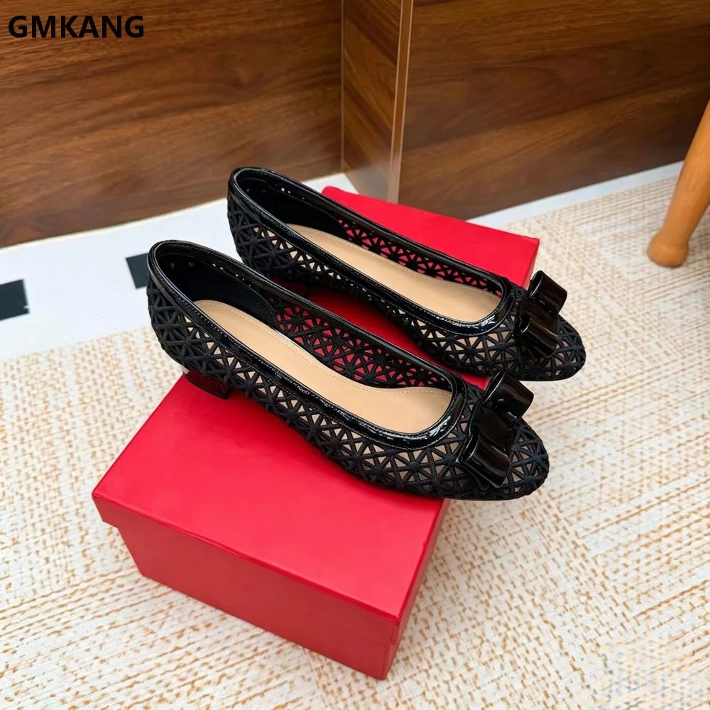 Women's Bow Pumps Geometric Cu - Leather Work Outfit ulasan dan harga