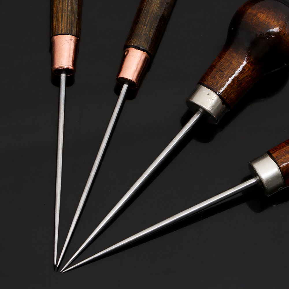 1PC Stitching Awl Wood Handle  - Leatherwork Awl ulasan dan harga