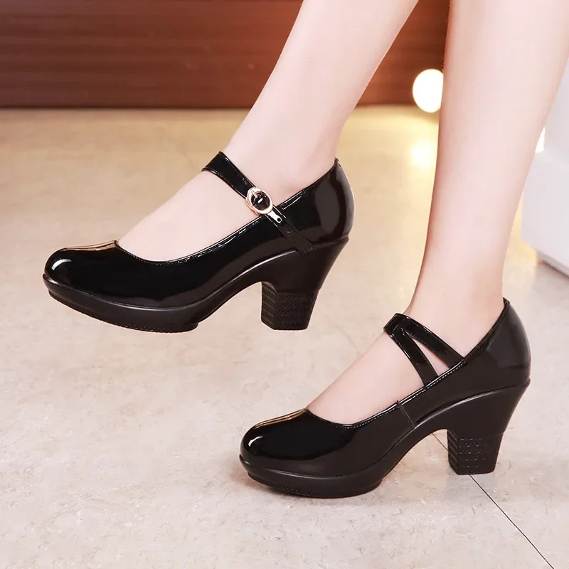 Small Size 32-43 Medium Block  - Leather Work Women Shoes ulasan dan harga