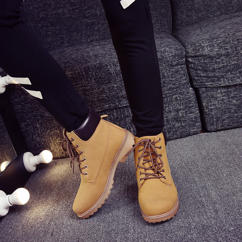 Women's Platform Boots Round T - Leather Work Women Shoes ulasan dan harga