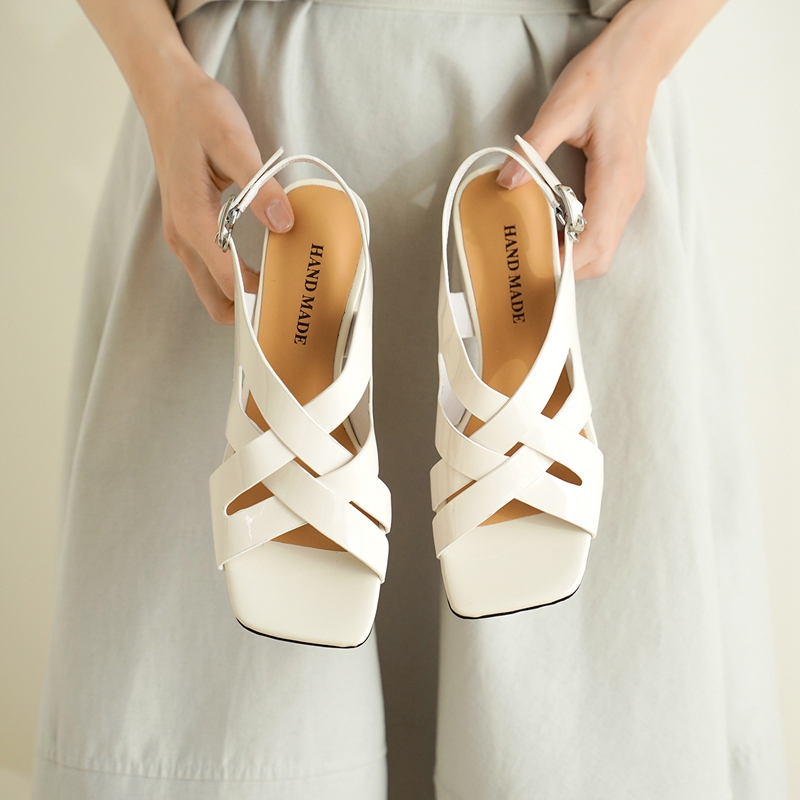 Women's new summer genuine lea - Leather Work Heels ulasan dan harga