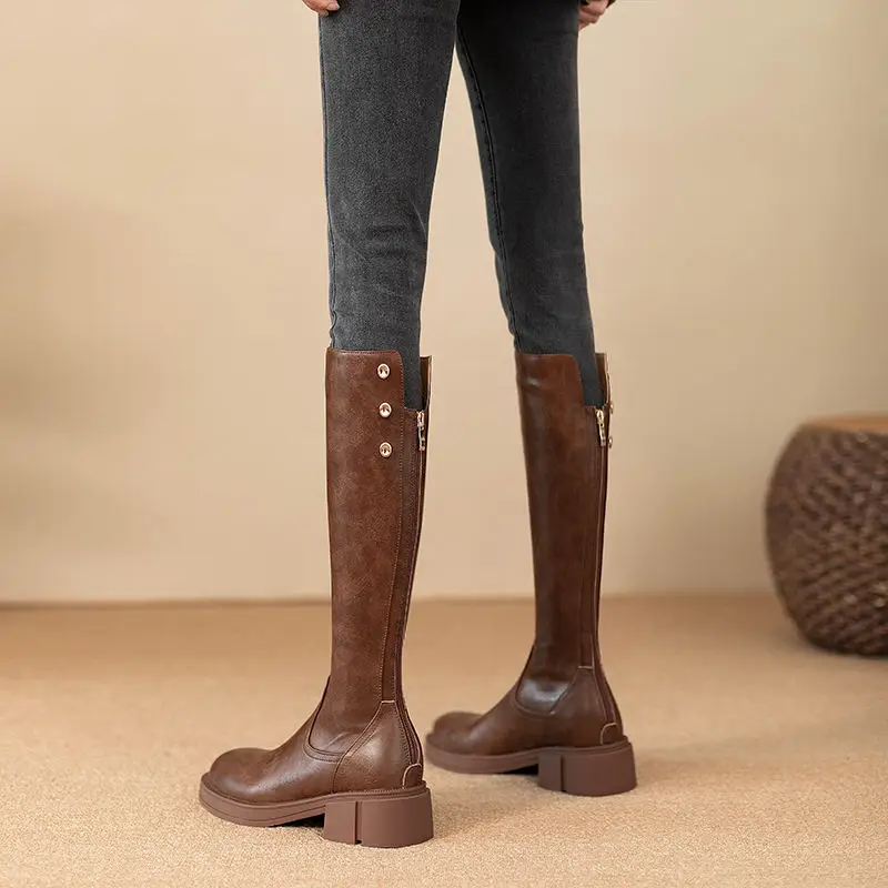 Autumn Winter Middle Heel Ladi - Leather Work Women Shoes ulasan dan harga