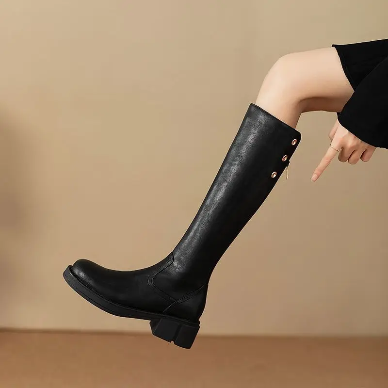 Autumn Winter Middle Heel Ladi - Leather Work Women Shoes ulasan dan harga