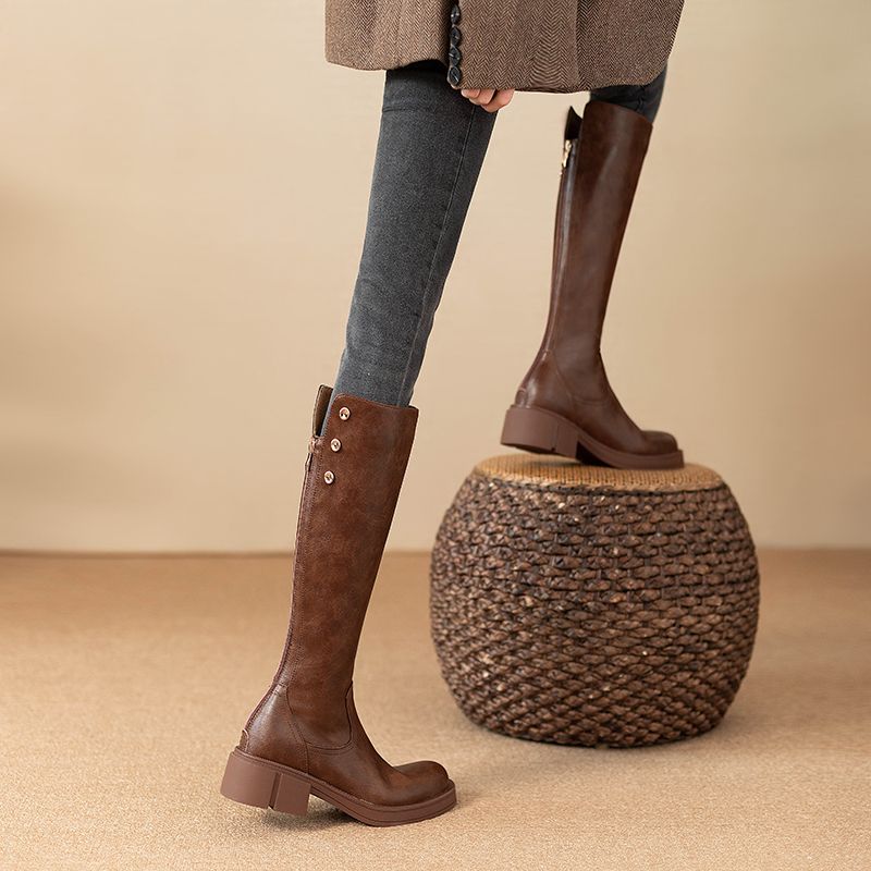 Autumn Winter Middle Heel Ladi - Leather Work Women Shoes ulasan dan harga